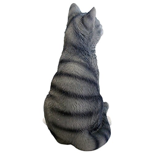Katzenfigur, Deko-Figur graue Katze aus Kunstharz für Garten und Haus, ca. 10 cm x 8 cm x 13 cm - 4