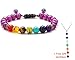 Produktbild Morbuy Seil Stein Achat Armband Armreif Perlen Armband für Männer Frauen Lava Rock 7 Chakra Perlen Armband Geflochtenen Seil Naturstein Yoga Armband Armreif (Amethyst Perle)