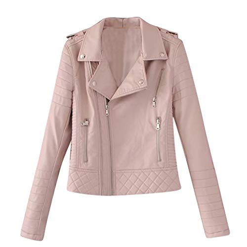 Preisvergleich Produktbild POTOU Damen Kunstleder-Jacke Motorradjacke College Jacke