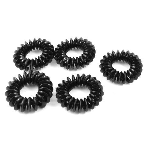 FOREVER YUNG Black Elastic Coiled Hair Band Ponytail Holder for Woman 5 PCS