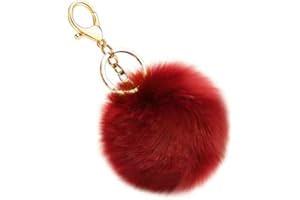BUYVERSE Llavero pompon piel conejo artificial, bola suave y bonita, accesorio de bolsos, mochilas, coche. Pom pom decorativo con cierre