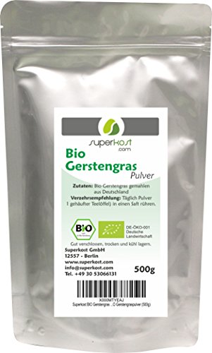 Preisvergleich Produktbild Superkost BIO Gerstengras Pulver aus DEUTSCHLAND oder ÖSTERREICH DE-ÖKO-001 BIO Gerstengraspulver (500g)