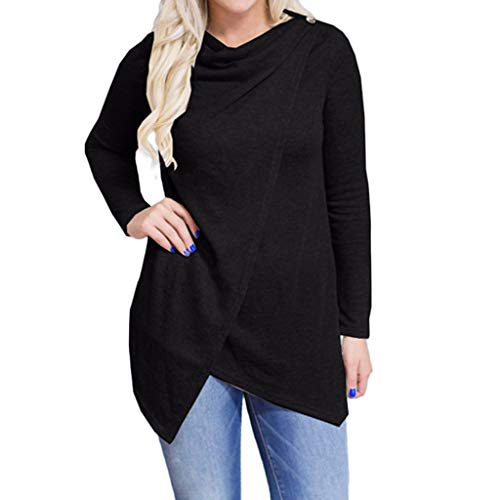 Preisvergleich Produktbild Damenmode einfach lose einfarbig unregelmäßiger Saum T-Shirt Langarm-Shirt