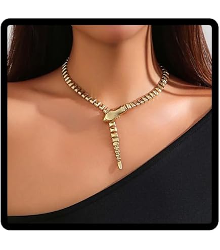 MisFun Collana Serpente Geometric Round Snake Choker Collana Catena e Bracciali Piegatura Casuale Catene a Mano Punk Gioielli Regolabili Collanas Donna Argento, per Donne e Uomo Accessori (Argento