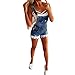 Produktbild Luckycat Damen Jumpsuit Sommer Overall Damen Breites Bein Hose Denim Latzhose Overall Hosen Damen Kurz Jeanslatzhose Denim Overall Jumpsuit Playsuit Jeans Hosenanzug Romper