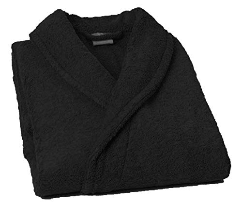 Home Basic - Albornoz con Cuello Tipo Smoking, Talla XL, Color Negro