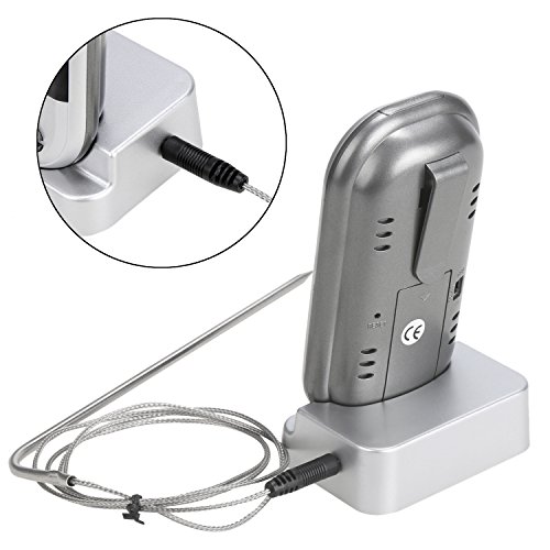 Homdox Wireless Bratenthermometer Digital, Zeitmesser Voreingestellten, Grillthermometer Fleischthermometer für Kochen BBQ Grill Steak Braten Barbecue Lebensmittel Großes LCD-Display Silber - 7