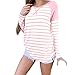 Produktbild URSING Damen Shirt Damen Streifen Gedruckt Langarmshirt Weich Baumwolle Rundhals Shirt Elegant Lang Bluse Herbst Bequem Casual Basic T-Shirt Sweatshirt Bluseshirt Damenmode (Weiß,2XL)
