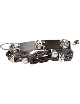 #09 Totenkopf Lederarmband mit verstellbarem Knotenverschluß Echtleder