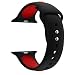 Produktbild TPulling Apple Watch Series 4 Uhr Armband Sport Zweifarbiges Silikon Edelstahl Weiches Uhrenarmband Bügel Ersatzarmband Handschlaufe (44MM) (Schwarz)