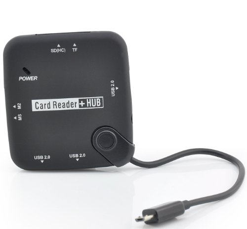 Saxonia. 7 in 1 OTG Adapter + Kartenleser Connection Kit für Samsung Galaxy Geräte | Farbe: schwarz