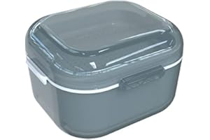 ARGOMAX Pudełko na protezy, puszka na protezy, pudełko na protezy zębowe z sitkiem, czyszczenie, namaczanie i przechowywanie protez dentystycznych i innych narzędzi do jamy ustnej (kolor szary)