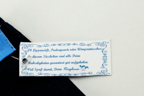 Kosmetiktäschchen/Schminkbeutel/Kulturtasche *Mädchenkram* dunkelblau 100% Baumwolle von Ringelsuse - 2