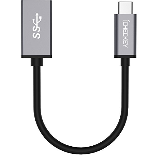 ICHECKEY USB C Adapter auf USB A Female 3.1 Type C Converter mit Kabel 15cm für MacBook/MacBook Pro/ChromeBook Pixel/Google Pixel C/Nokia N1 (Schwarz)
