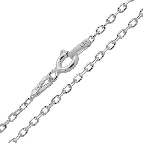 Ventura Jewellery Solid 925 Sterling Silver 1.5mm Diamond Cut Trace Cable Chain Necklace 20" Inch Length