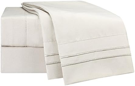 Clara Clark® Supreme 1500 4 piece Bed Sheet Set Cal-King Size Beige Cream