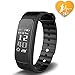 Price comparison product image JoyGeek Fitness Tracker, Heart Rate Monitor, Bluetooth Smart Watch with Weather Report Sleep Monitor Pedometer Calorie Counter and Call/SMS Reminder for iPhone 6/6 plus/7/7 plus Samsung S7/note 7/S8( Black )
