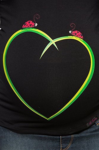 Maternity T-shirt Long Sleeve Ladybirds Heart Black S (Small) - Maternity Clothing by MY TUMMY ®©™