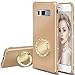Produktbild Homikon Silikon Hülle Ultra Dünn Schutzhülle mit Ring 360 Grad Ständer Glänzend Diamant Glitzer TPU Weiche Handyhülle Stoßfeste Bumper Schale Tasche Kompatibel mit Samsung Galaxy S8 Plus - Gold