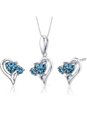 Revoni Damen-Schmuck-Set925 Topas Blau 2.2 cm - PER-SS3776
