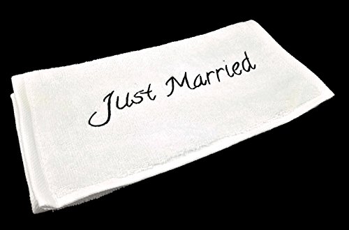 Hochzeits-Handtuch „Just Married“,- weiß, 30x50cm, Baumwolle, Geschenk, tolles Hochzeitsgeschenk für das Brautpaar / Hochzeitspaar - 7