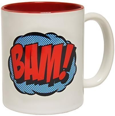 123t Mugs BAM COMIC Ceramic Slogan Cup With Red Interior