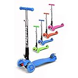 Fascol® Patinete de 3 ruedas con diseño scooter para niños de 2-15 años de edad + rodillera Azul