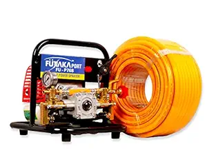 FUJIAKA Port FU P768 Portable Agricultural Power Sprayer, 1HP Petrol Engine and with 50 metre High Pressure Pipe, Black