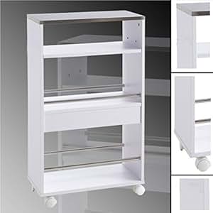 Küchenwagen WEISS #83 Holz Metall Edelstahl Küchenschrank Teewagen