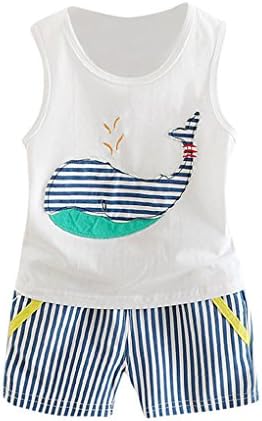 Girls' Clothes Set JYJM For 6-24 Monthes Kids Fashion Casual Sportswear Summer New Unisex Sleeveless Whale Print Top Vest T-Shirt + Shorts Set (M, White,)