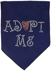 Mirage Pet Products Adopt Me Rhinestone Bandana, Large, Navy Blue