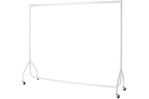 DISPLAY GURU Heavy Duty White Garment Rail Clothes Rail Steel Clothes Rail Hanging Carboot Display Rail 5FT High with free Pair of 6 inches Extension poles (5ft White)