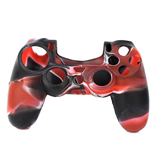 CY-Buity Silicone Rubber Gel Skin Soft Case Cover Compatible Con Sony PlayStation 4 Controller PS4 Camouflage Red+Black [Importación Inglesa] [video game]