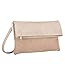 Produktbild SIX weiche beige Clutch in Wildleder Optik mit goldenen Details Damen Handtasche Umhängetasche Partytasche Riemen verstellbar abnehmbar (463-873)