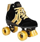 Ruedas: 62mm 80a PU Cast Rookie Authentic V2 Patines con 4 Ruedas, Niñas, Negro/Oro, 37