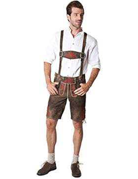 Ludwig und Therese Herren Trachten Lederhose Constantin antik-braun rot kurz 2242