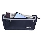 Wasserresistente Ultra Thin Elastische Gürteltasche, Alfort Unisex Sport Hüfttasche Flache Bauchtasche mit Kopfhöreranlass Geeignet für iPhone 7 / 7 Plus, Samsung Galaxy S8 / S8 + , Sony Xperia / Huawei / Android etc alle Handys unter 6,3 Zoll, Laufen Handytasche mit reißverschluss, Reflektierenden Streifen für Nachtsichtbarkeit für Fitness Jogging Fahrradfahren Sporttasche (Schwarz) - 