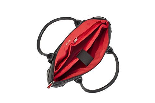 RIVACASE Tasche f  r Laptops bis 15 6    - Elegante Schultertasche f  r Damen aus hochwertigen PU-Leder und viel Stauraum - Schwarz