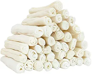 MS Pet House Chews Retriever Rawhide Rolls 5-6 Inches. Single Sheet. 100% Natural Product. Great Behavioral Chewing Dog Treat Chew Solution. (5 Rolls)
