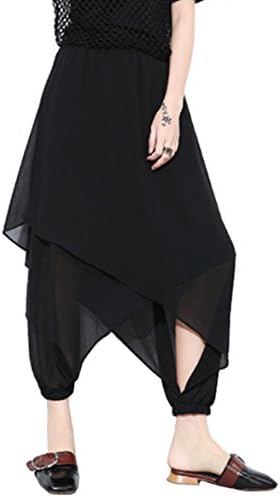 FANOVI Women's Elastic Waisted Culottes Irregular Chiffon Harem Skirts Pants
