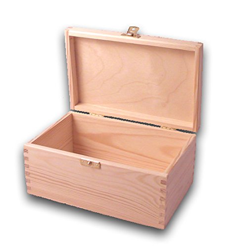 Holz-Schatulle, Holzkiste, Schatzkiste, Kiefer unbehandelt - 2