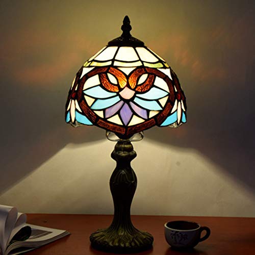YJFFAN Home Modern Einfache Tischlampe, Retro Tiffany 8-Zoll-Buntglas Augenschutz Lampenschirme Schreibtisch Leuchten, Leselampe E27 (Glühbirnen Nicht Enthalten)