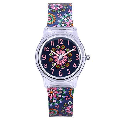 Relojes ninas Zeiger Reloj para niñas Multicolore silicona banda profesor de tiempo reloj diseño Tribal analógico pantalla Cuarzo time-teacher regalo (Stars)