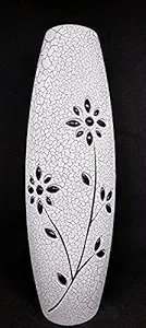 Ethnic Karigari Wooden Decorative Flower Vase 31 cm (Black and White)