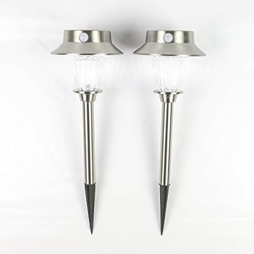 2 Solar Stake Lights - Large 57cm - Warm White LEDs - PIR Sensor by Super Solar (Warm White)