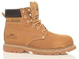 Botas fuerte para seguridad Botas de seguridad para hombre Groundwork SK21, con punta de acero y cordones, color Amarillo, talla 44
