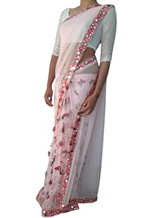 Download Buy Pink Net Saree With 3d Butterfly At Amazon In