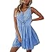 Produktbild Omingkog Kleid Damen Kleider Sommer Damen Sommerkleid äRmelloses Partykleid Einfarbiges Minikleid Rüschen Strandkleid V Ausschnitt Abendkleid Damen T-Shirt(D,L)