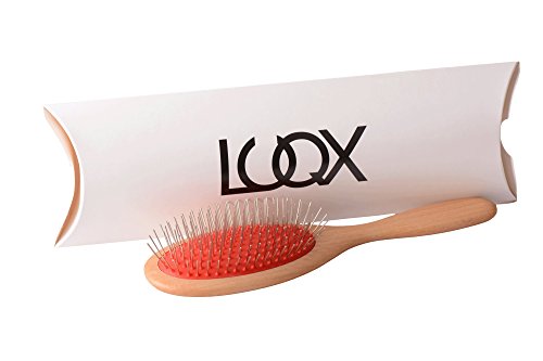 LUQX Haarbürste Spezial THICK HAIR: Der Klassiker für Liebhaber mit echten Stahlstiften ohne Noppen speziell für dickes Haar Massiert die Kopfhaut ✓ Reinigt die Haare | Auskämmbürste für kräftiges und dickes Haar| Holzbürste mit echten Stahlborsten| Langhaarbürste aus Holz für kurze, mittellange & lange Haare