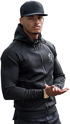 Gym King Tapered Poly Nylon Tracksuit Hood Top Medium Black
